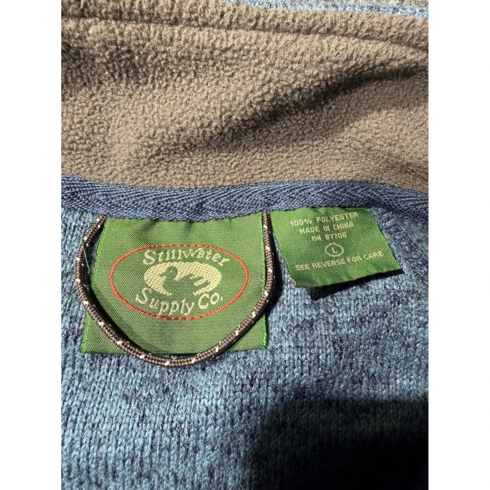 Stillwater Supply Co Mens Large Blue Heathered Quarter Zip Fleece Lined Sweater
